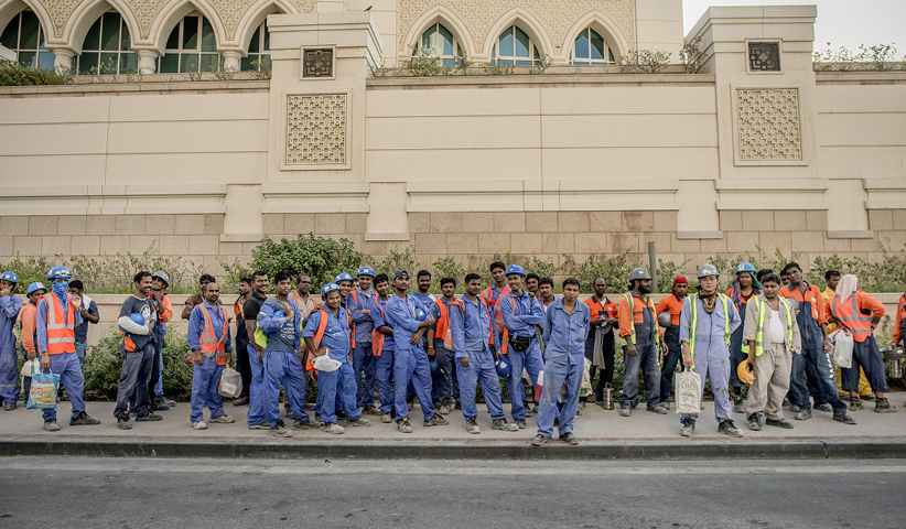 Construction workers in Doha