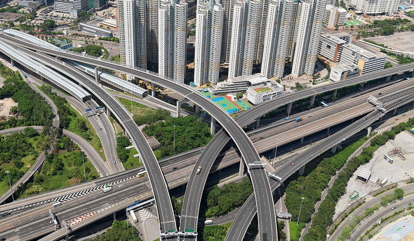 Motorway junction in Hong Kong, China